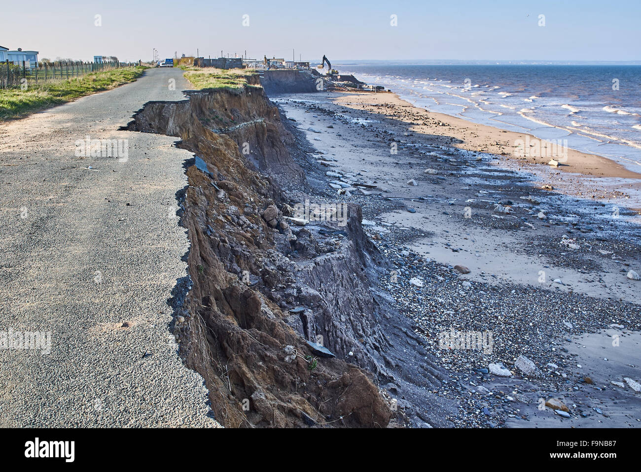 Schnell sich zurückziehenden Küste durch Erosion am Meer am Skipsea entlang der Holderness, Yorkshire Stockfoto
