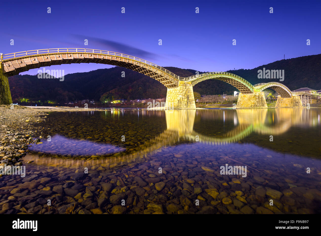 Kintai-Brücke in Iwakuni, Hiroshima, Jpapan. Stockfoto