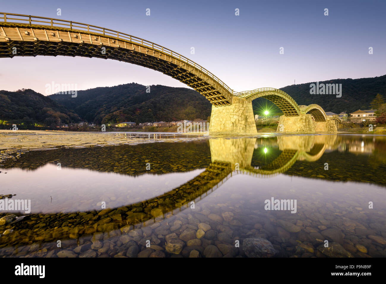 Kintai-Brücke in Iwakuni, Hiroshima, Jpapan. Stockfoto