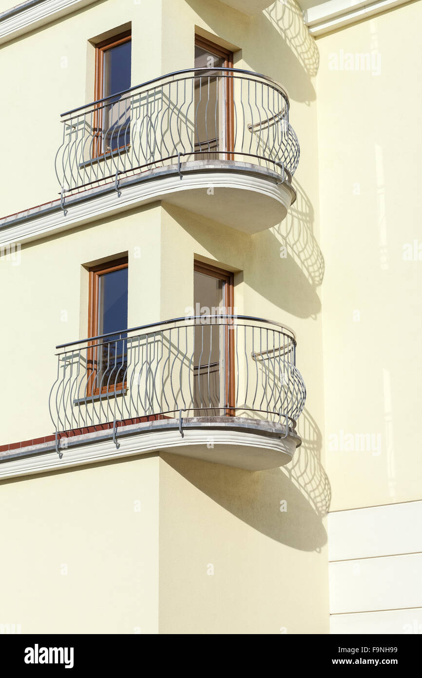 Balkone, der eine neue Wohnung, Immobilien-Business-Konzept. Stockfoto