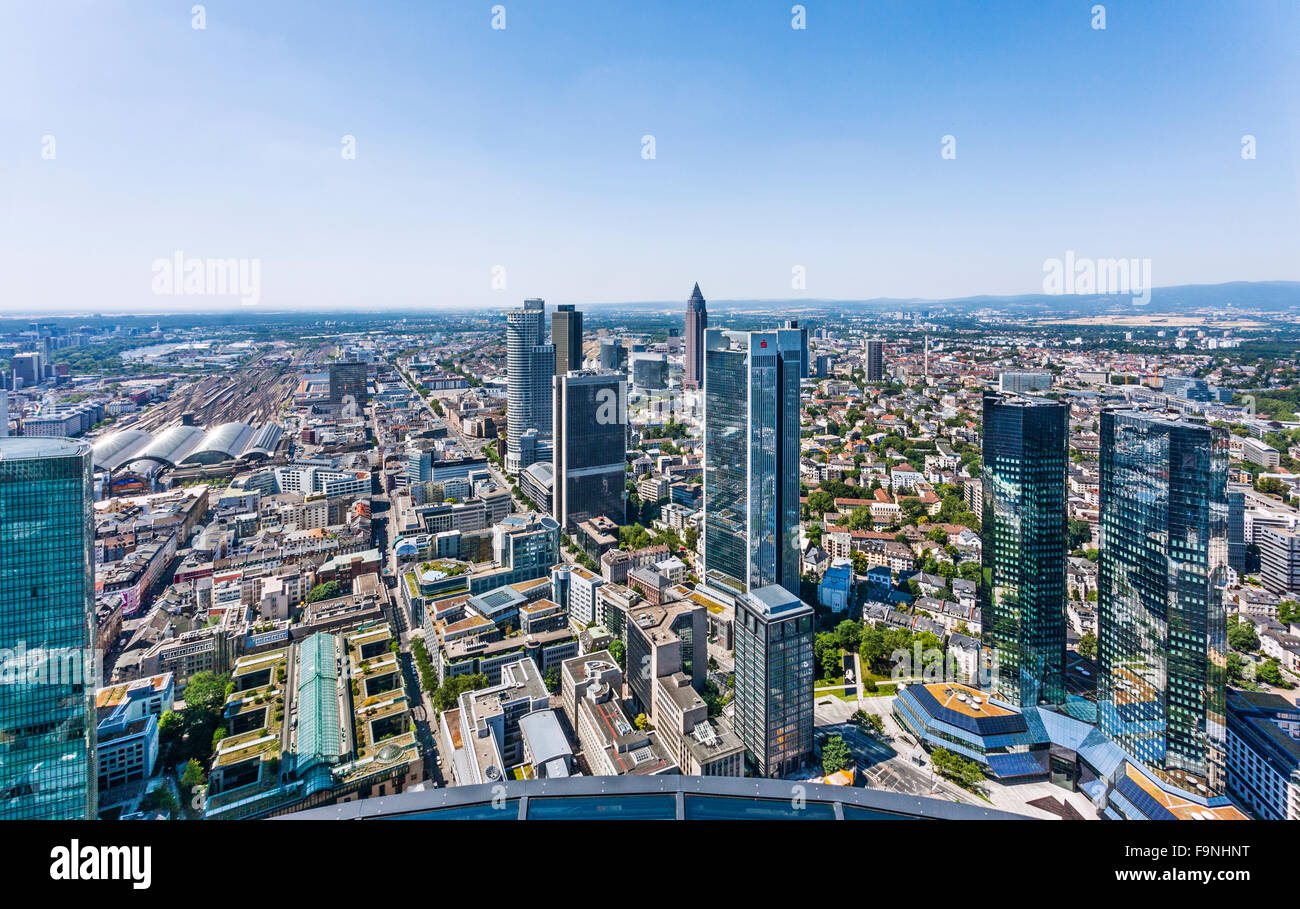 Deutschland, Hessen, Frankfurt am Main, aerial Blick auf Frankfurts Bankenviertel highrise Stockfoto