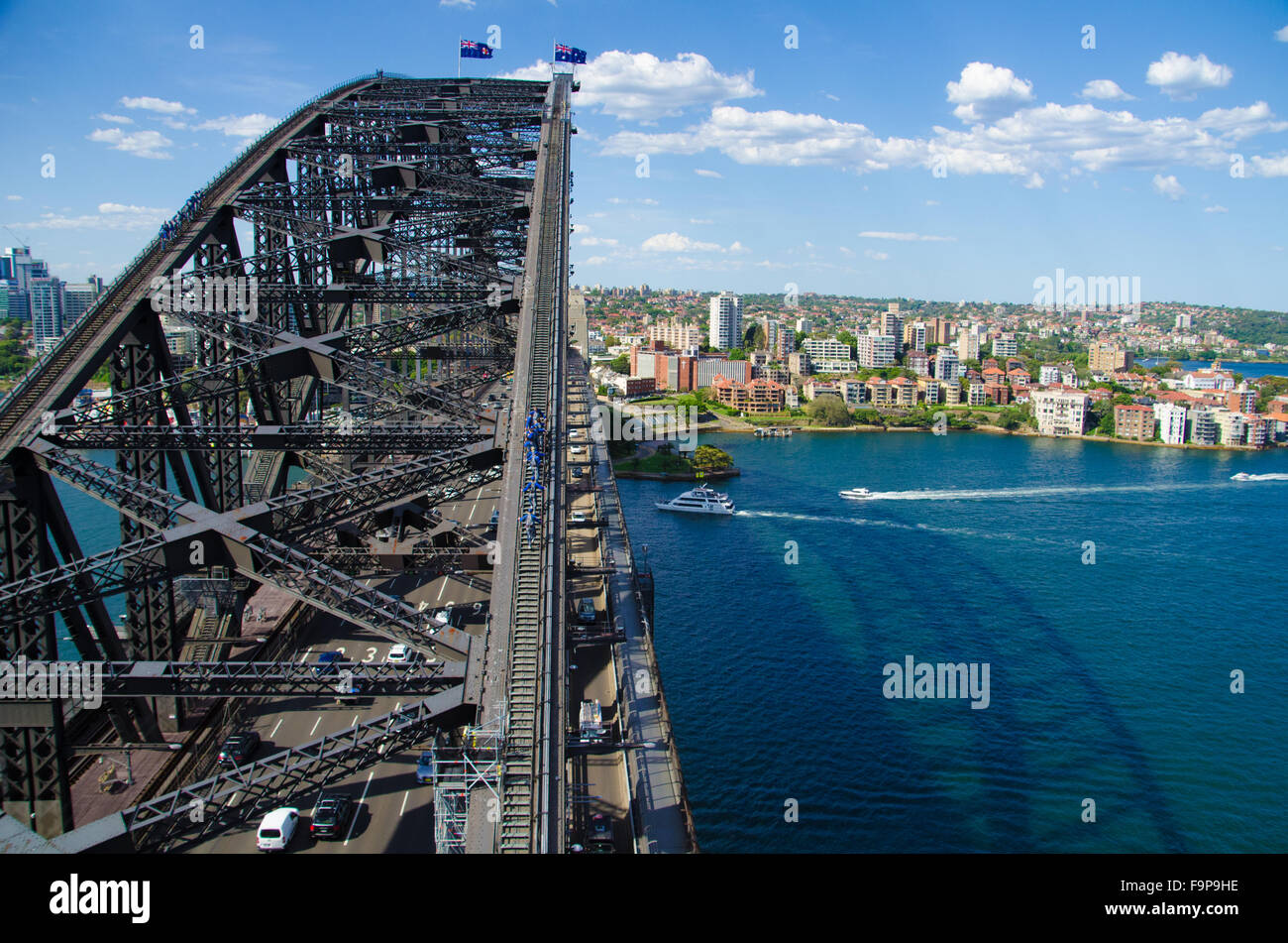 Aussicht von der Sydney Harbour Bridge Pylon Lookout gesehen Stockfoto