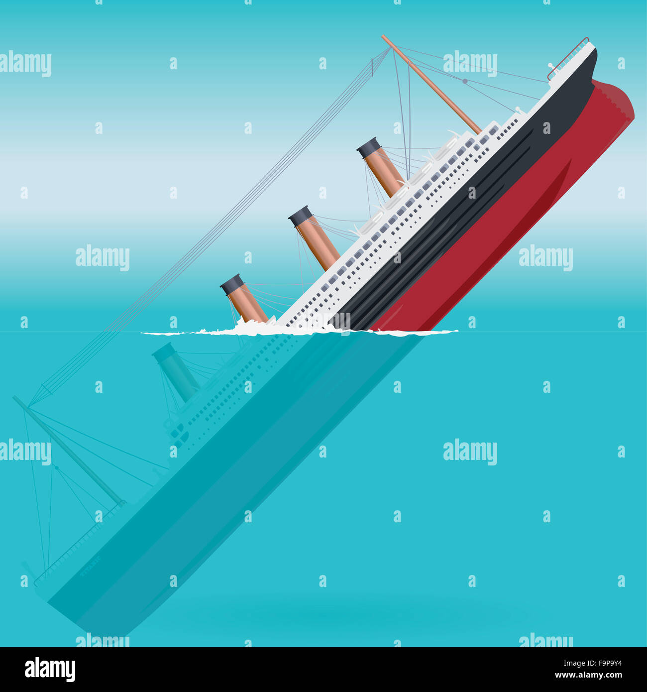 Schiff Dampfer Titanic Kinderzeichnung Buntstift Illustration Stock