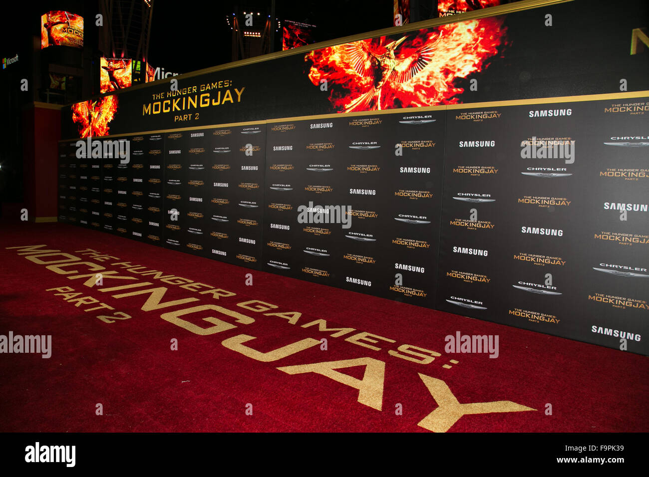 Prominenz besucht Premiere von Lionsgate "The Hunger Games: Mockingjay - Teil 2: Microsoft Theater.  Mitwirkende: Atmosphäre wo: Los Angeles, California, Vereinigte Staaten von Amerika bei: 17. November 2015 Stockfoto