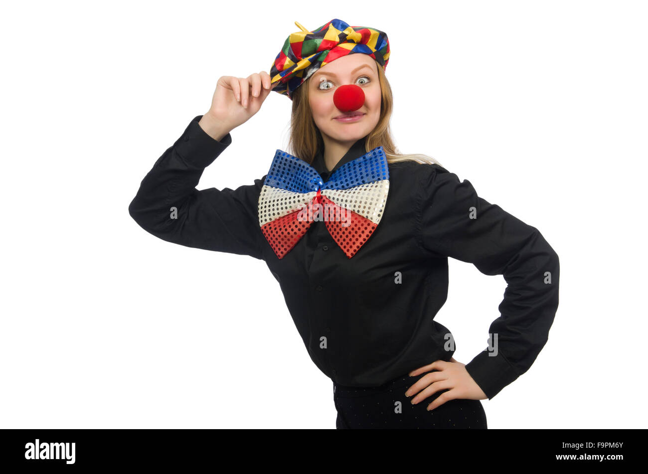 Lustiger Clown isoliert auf weiss Stockfoto, Bild 92082563 Alamy