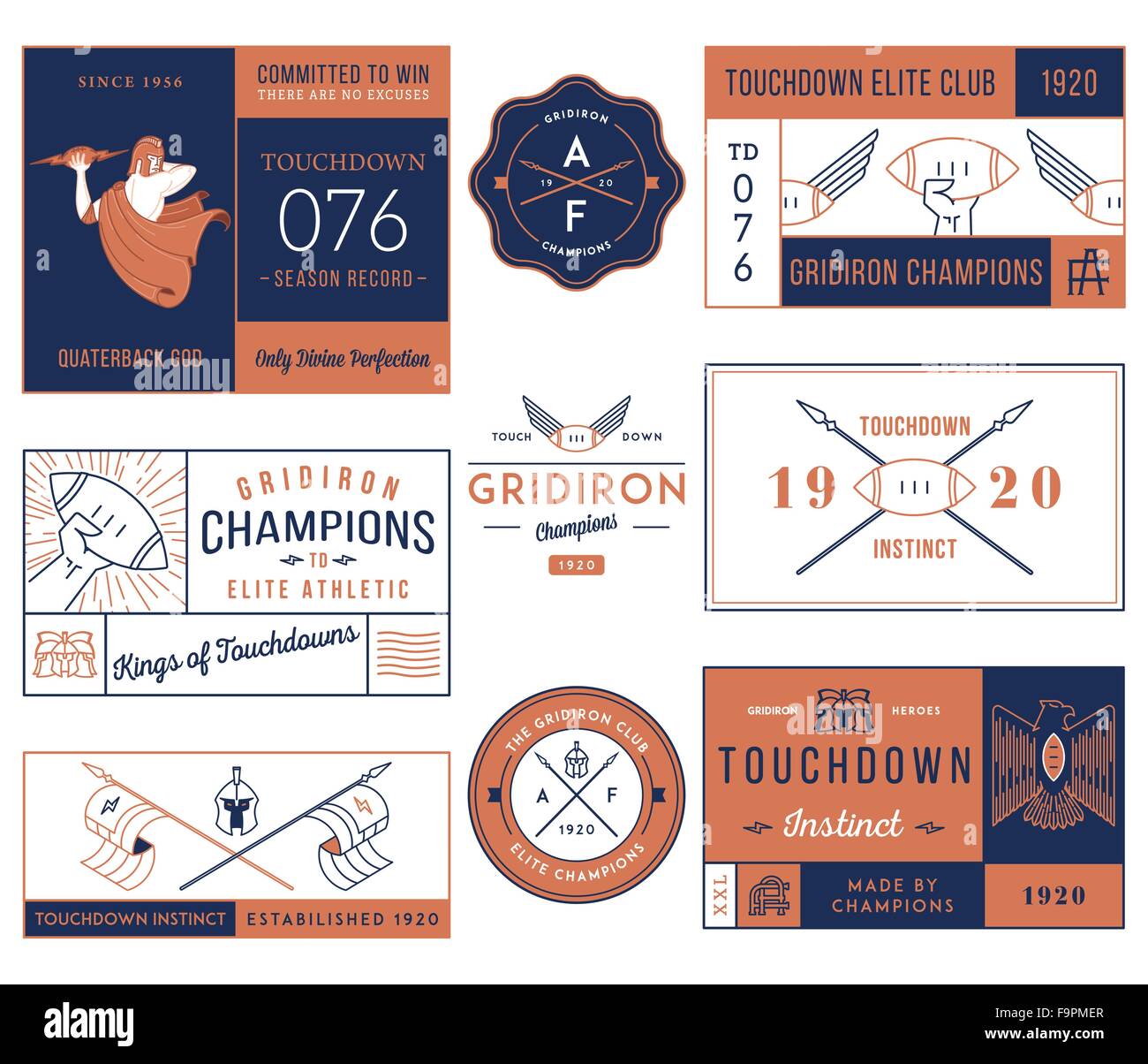 Vektor-American Footballl-Abzeichen und Wappen Stock Vektor