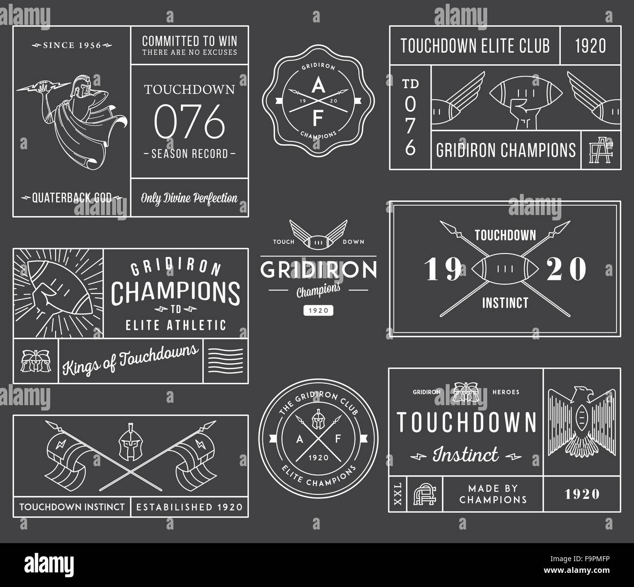 Vektor-American Footballl-Abzeichen und Wappen Stock Vektor