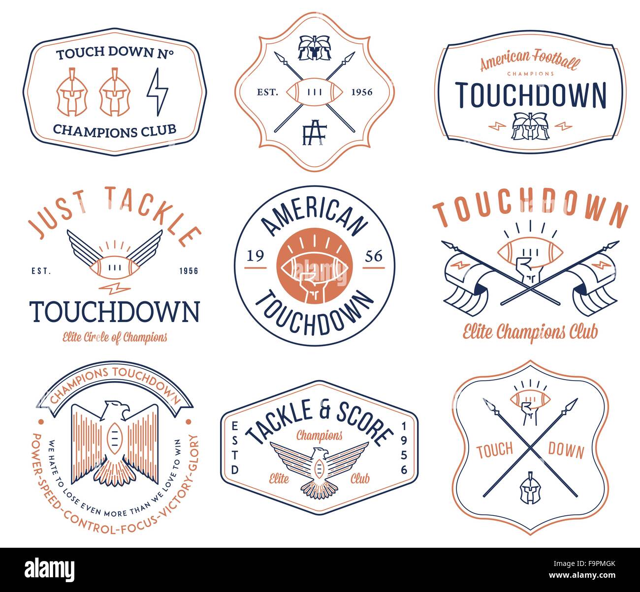 Vektor-American Footballl-Abzeichen und Wappen Stock Vektor