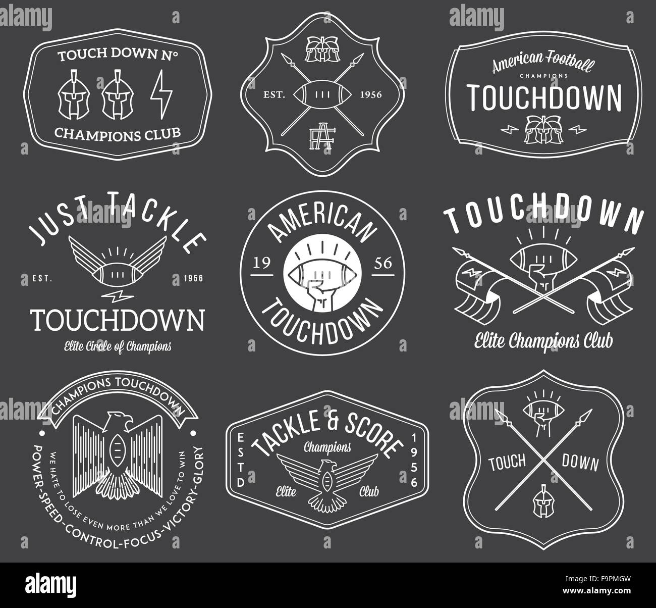 Vektor-American Footballl-Abzeichen und Wappen Stock Vektor