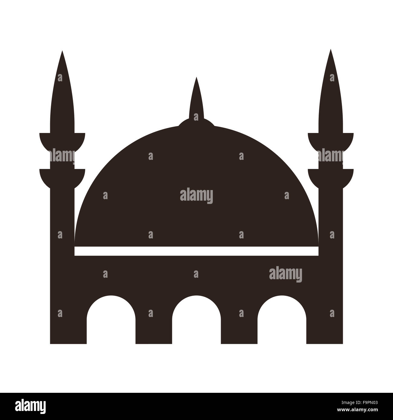 Moschee-Symbol isoliert auf weißem Hintergrund Stockfoto