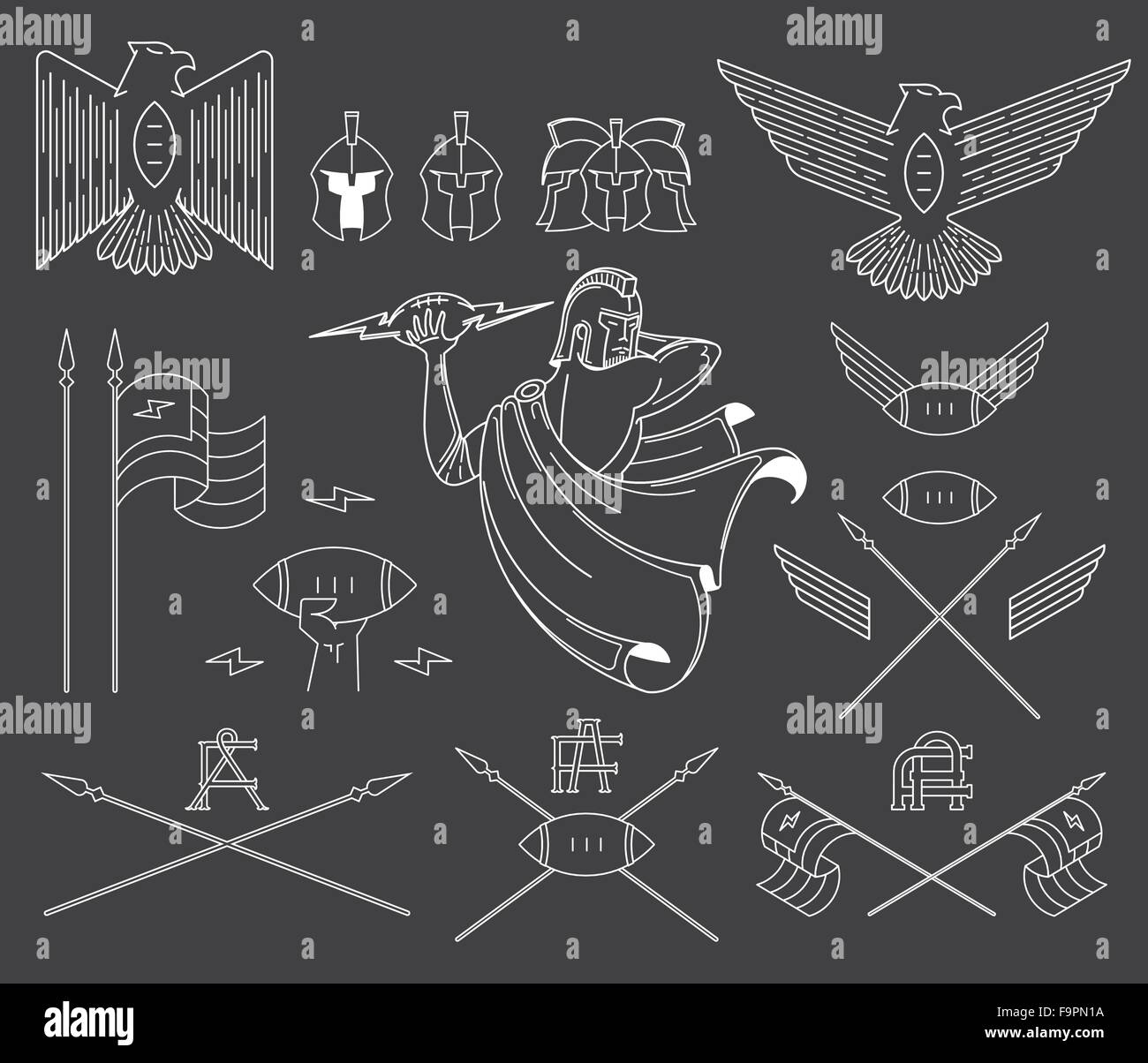 Vektor-American Footballl-Bundle-set Stock Vektor