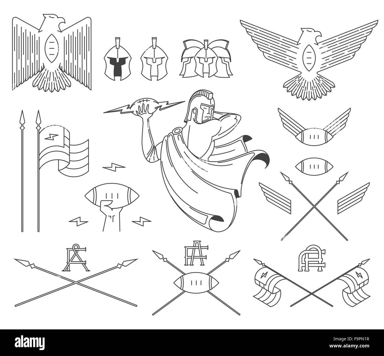 Vektor-American Footballl-Bundle-set Stock Vektor