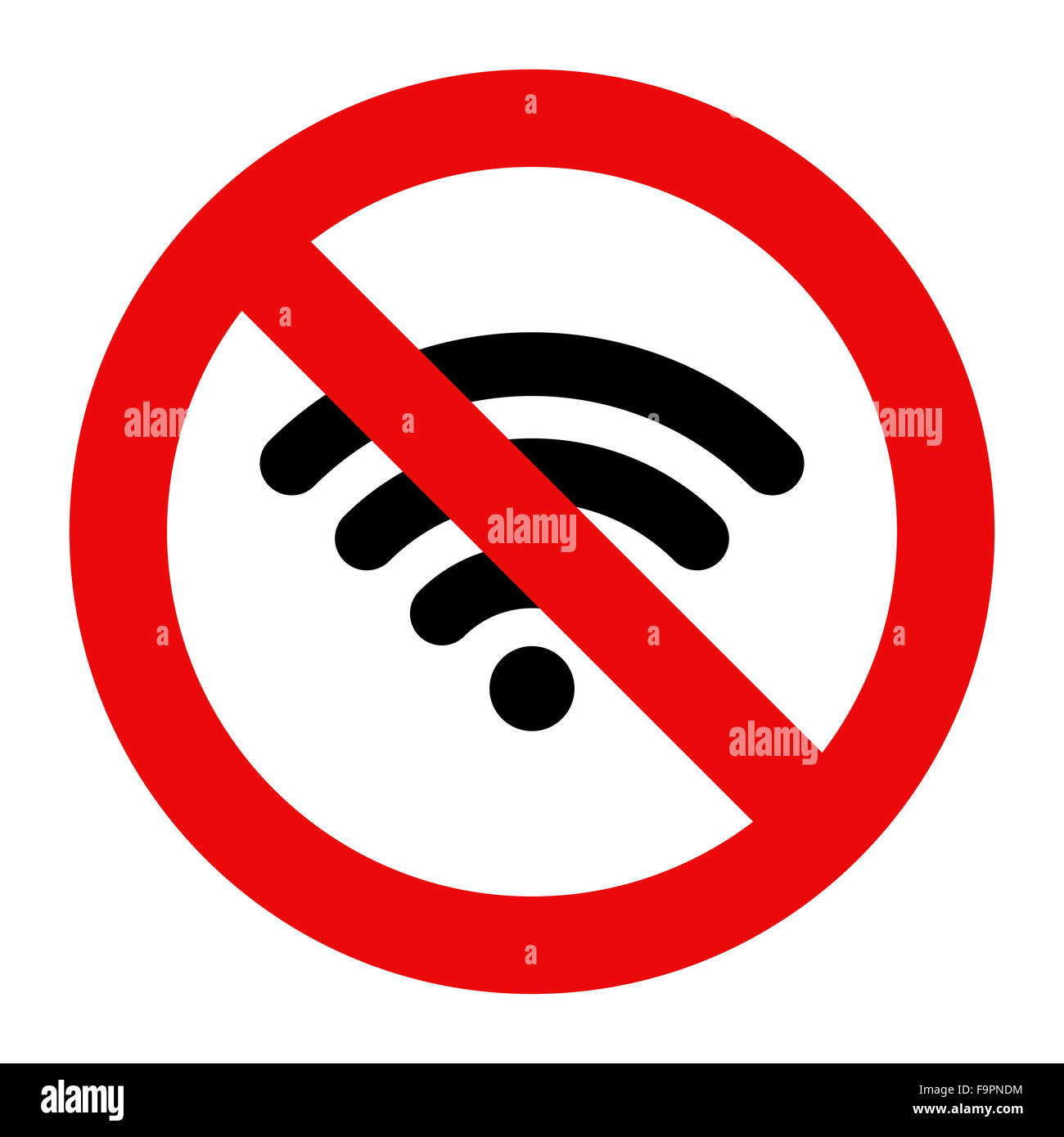 Kein Wifi Zeichen isoliert auf weißem Hintergrund Stockfoto