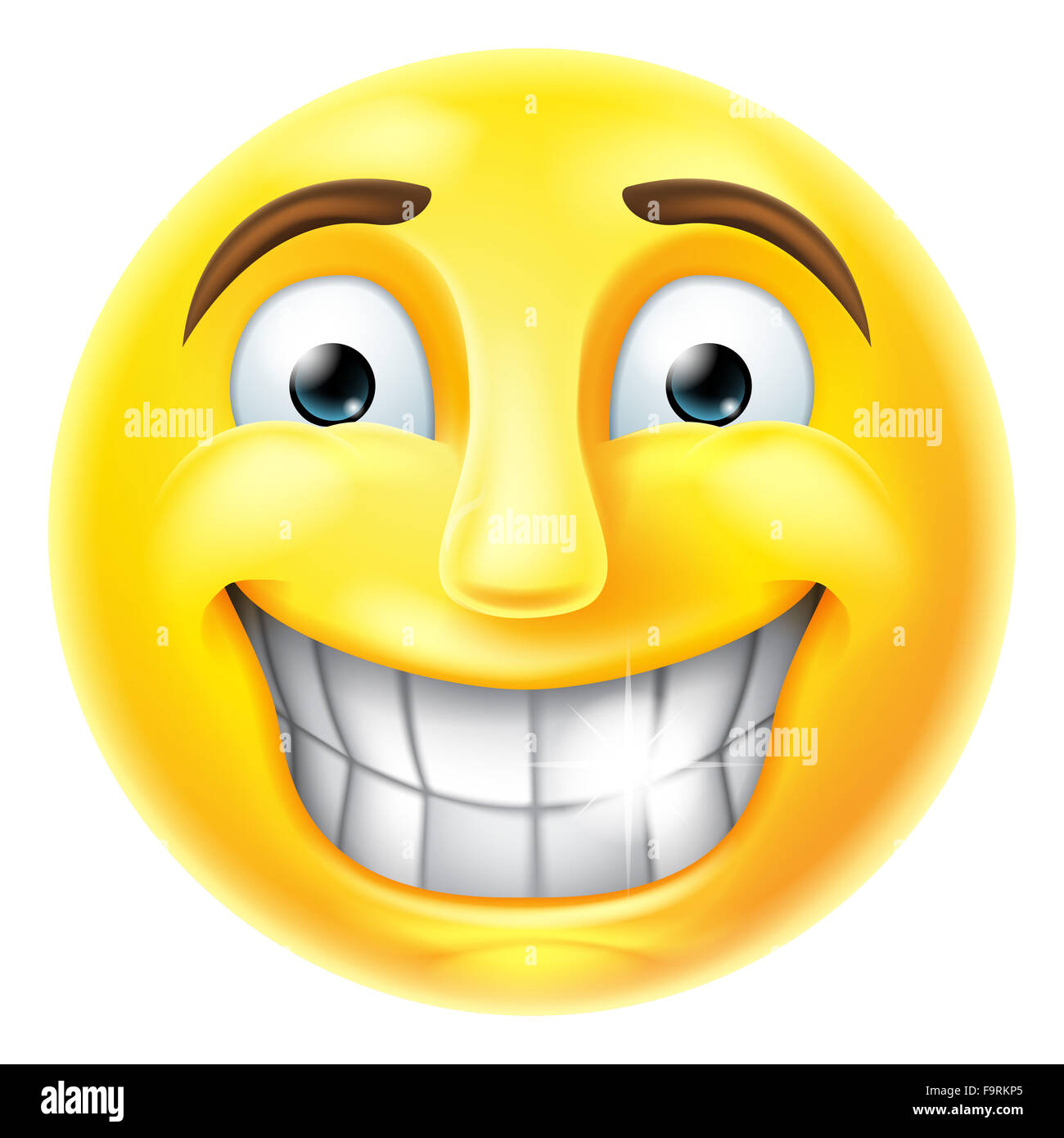 Eine lächelnde Emoji Emoticon Smiley Gesicht Comicfigur Stockfoto