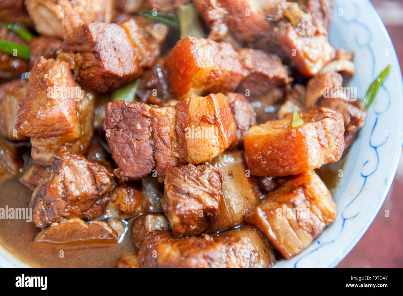 Nahaufnahme von einem traditionellen chinesischen Stil gehacktem Schweinefleisch Gericht Stockfoto