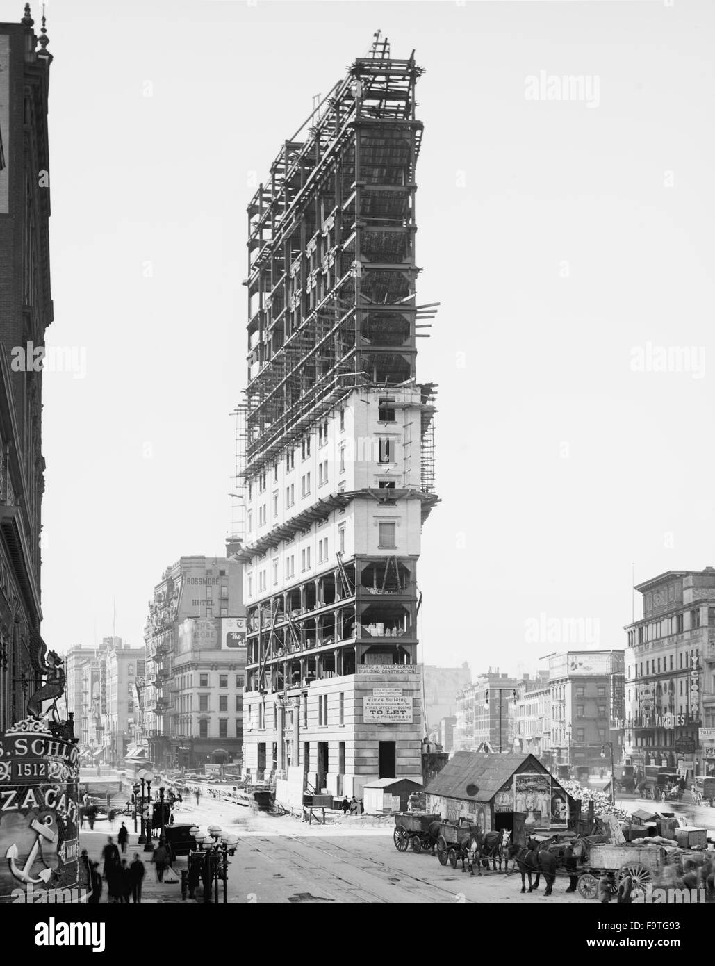 Gebäude im Bau, 42nd Street und Longacre Square in New York City, USA, ca. 1904 mal Stockfoto