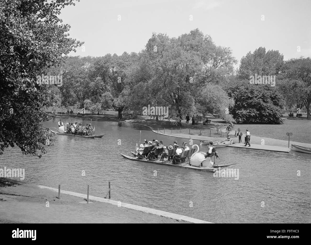 Swan Boote, öffentliche Gärten, Boston, Massachusetts, USA, ca. 1905 Stockfoto