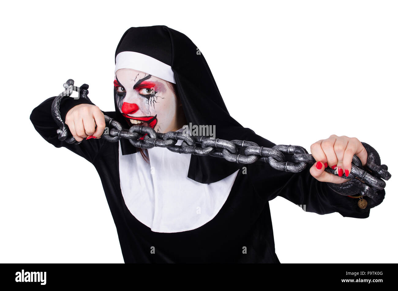 Beängstigend Nonne in Halloween-Konzept Stockfoto