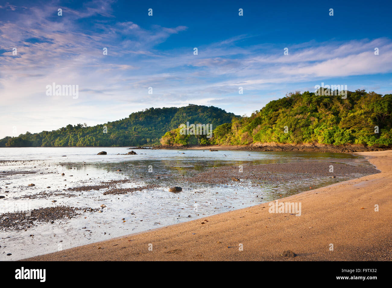 Am frühen Morgen auf Coiba Island Nationalpark, UNESCO-Weltkulturerbe, Pazifikküste, Provinz Veraguas, Republik von Panama. Stockfoto