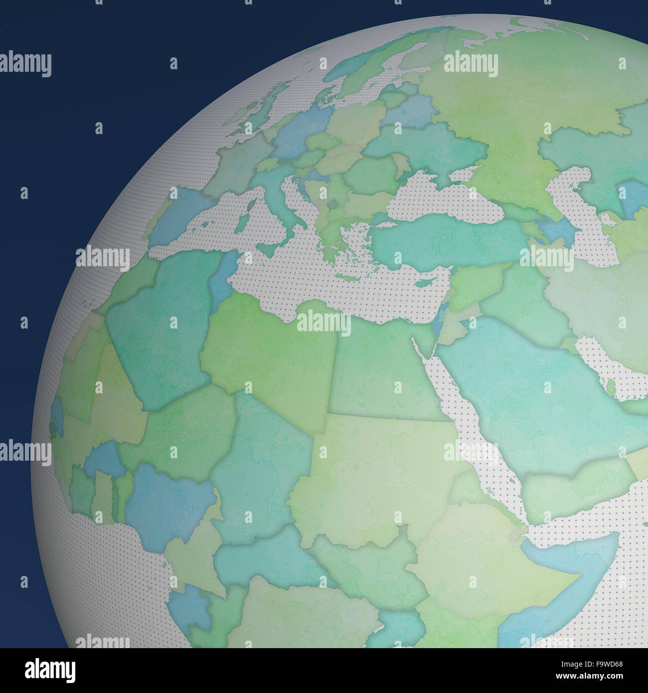 Karte von Europa, Mittlerer Osten, Afrika, Welt. Staaten Grenzen Stockfoto