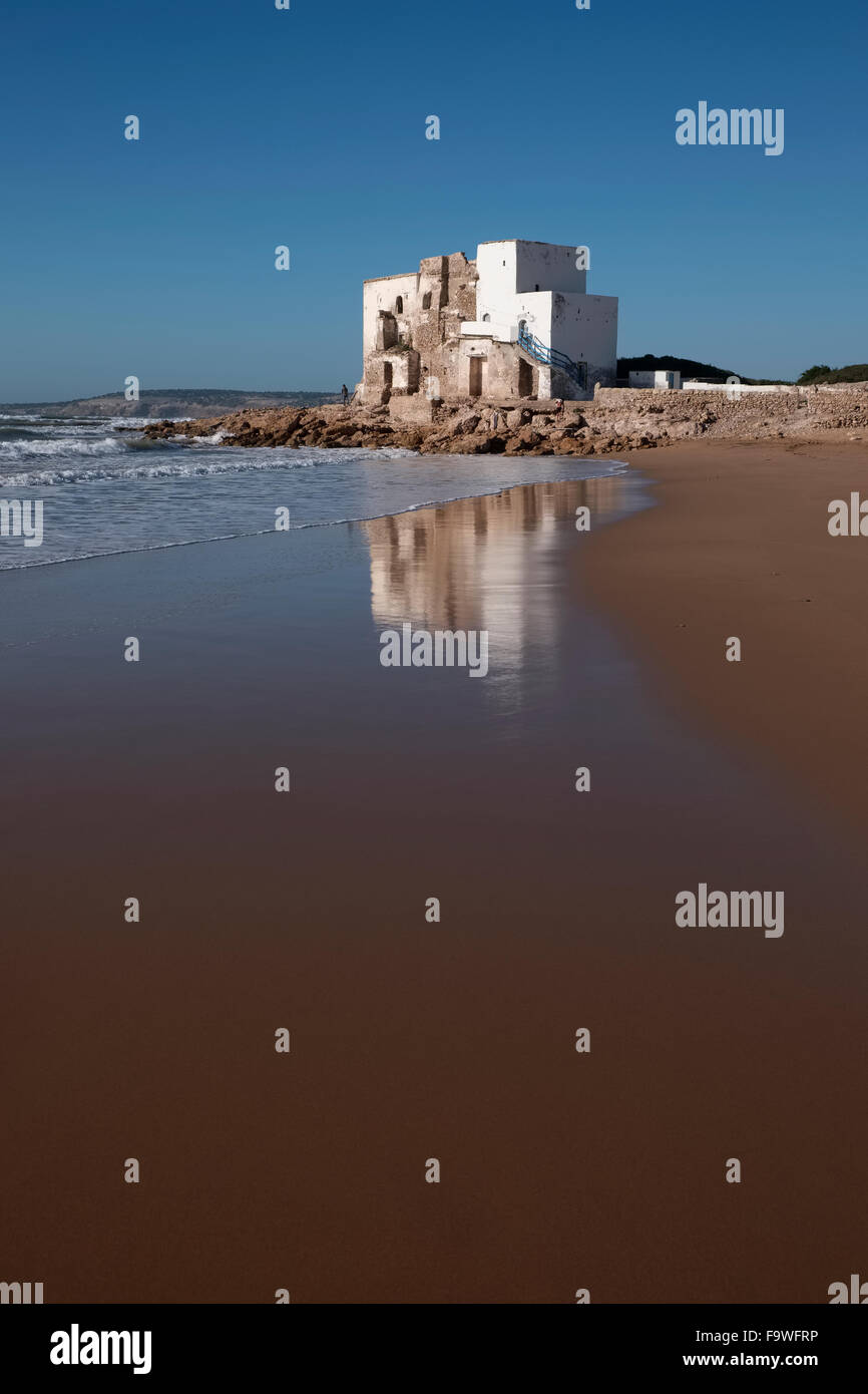 Der Strand von Sidi Kaouki in der Nähe von Essaouira Mogador in Marokko Stockfoto