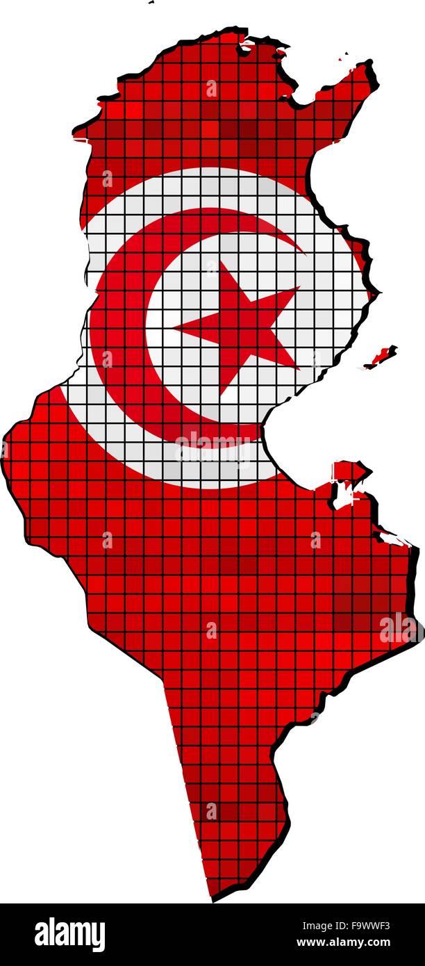 Tunesien-Karte mit Flagge im Inneren Stock Vektor