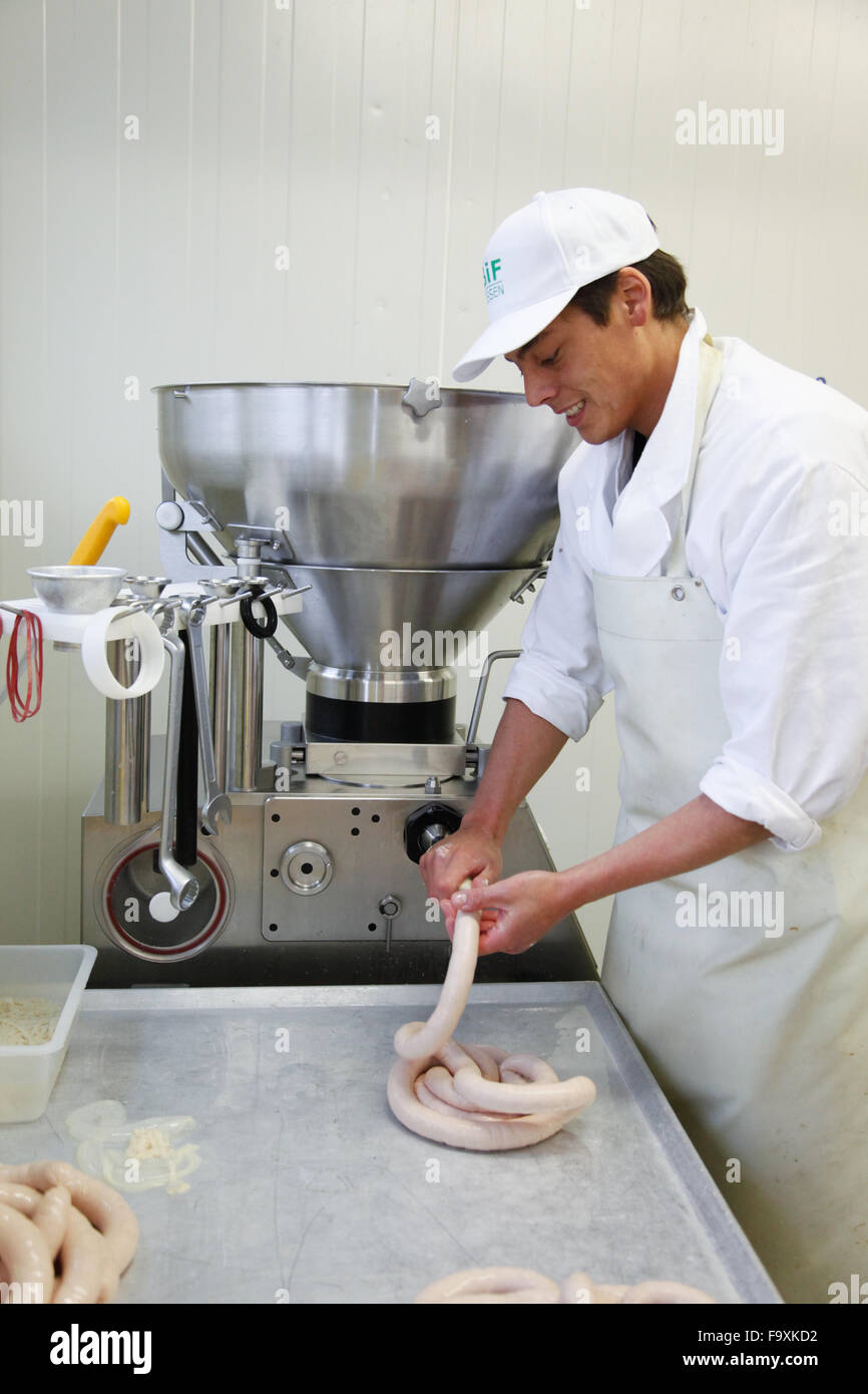 Metzgerei Wurst machen. Stockfoto