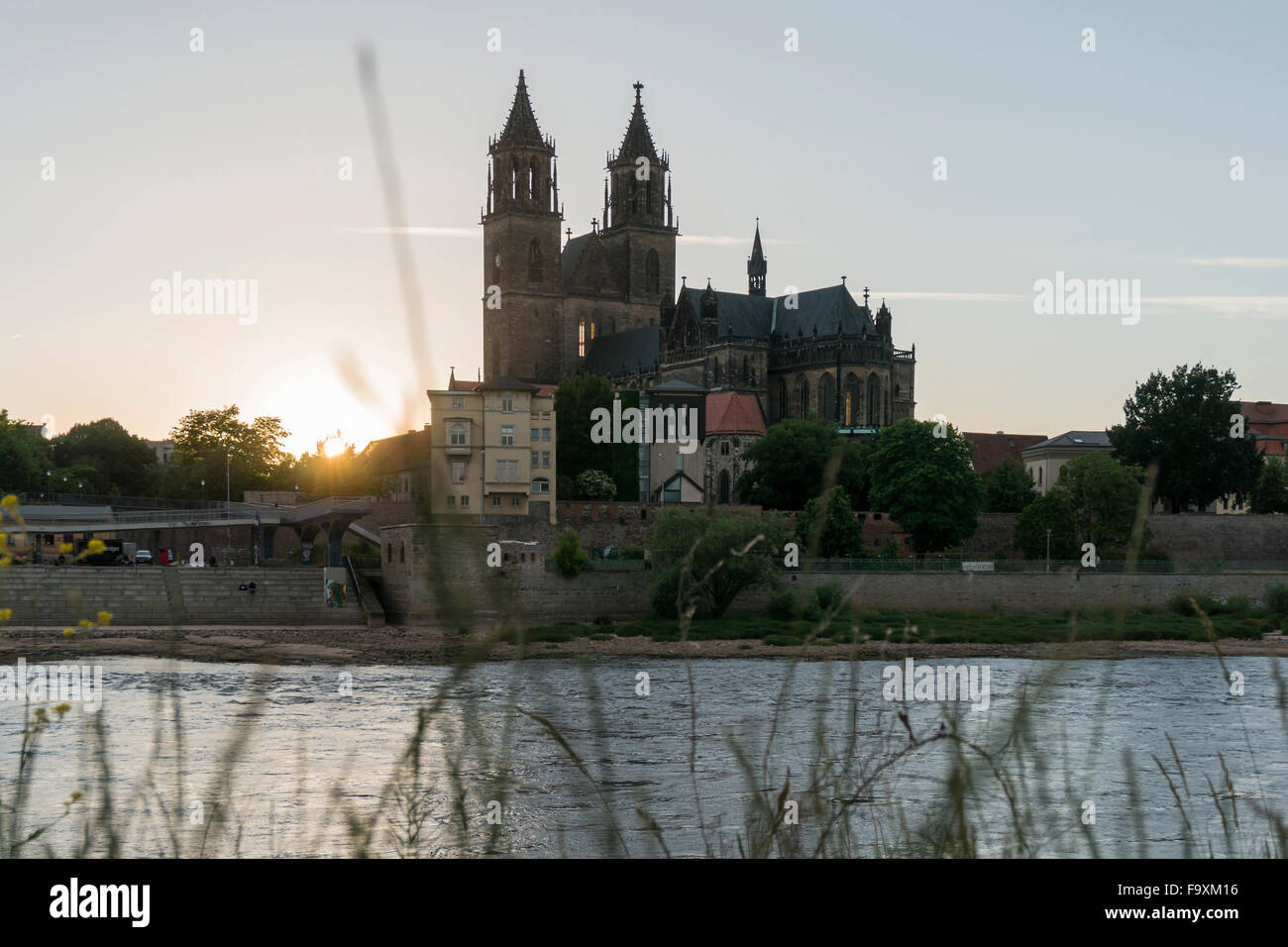 Deutschland, Magdeburg, Magdeburger Dom am Abend Stockfoto