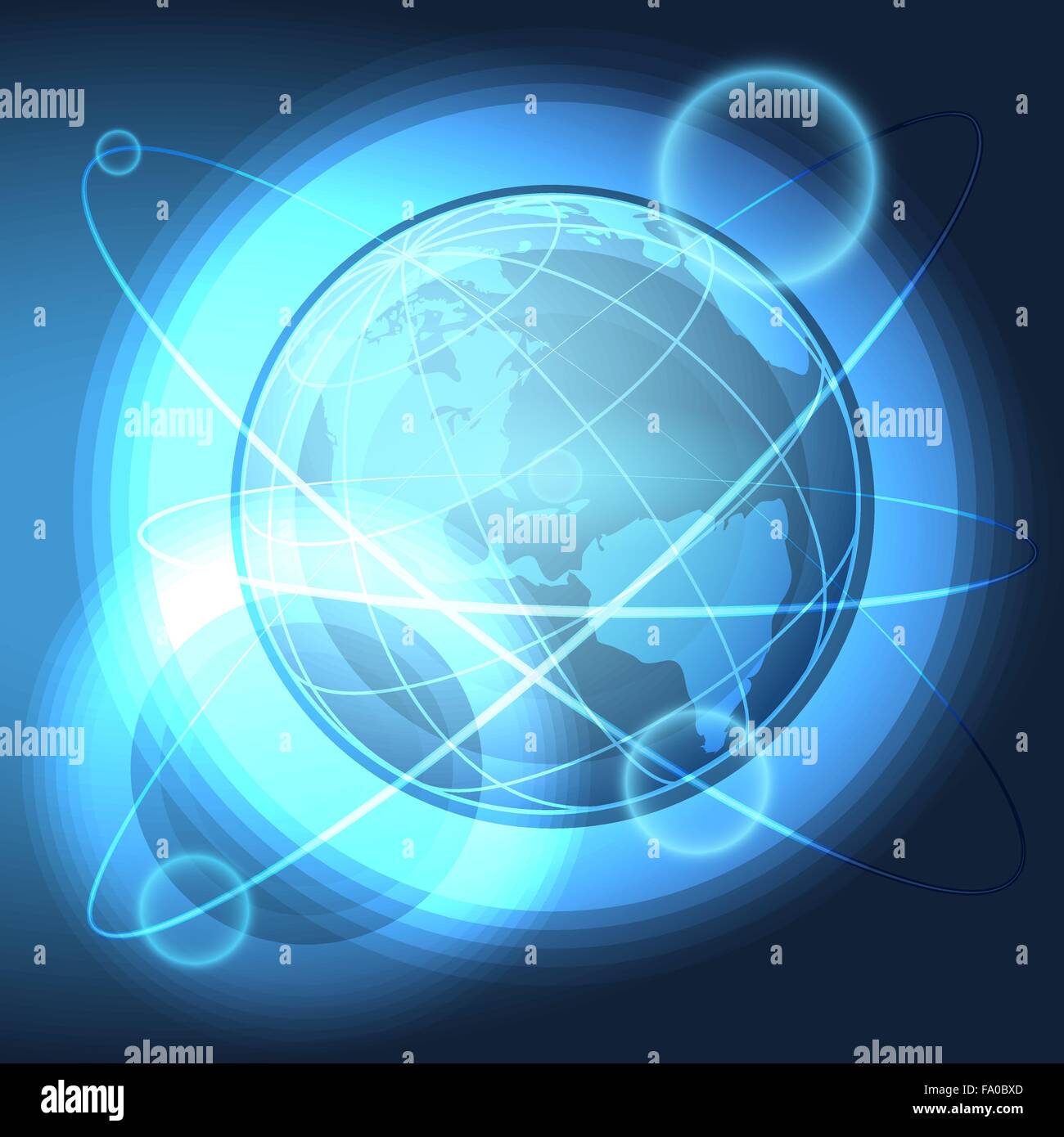 Abstrakte Darstellung mit Technologie Kreise und Weltkugel in den Raum. Stock Vektor