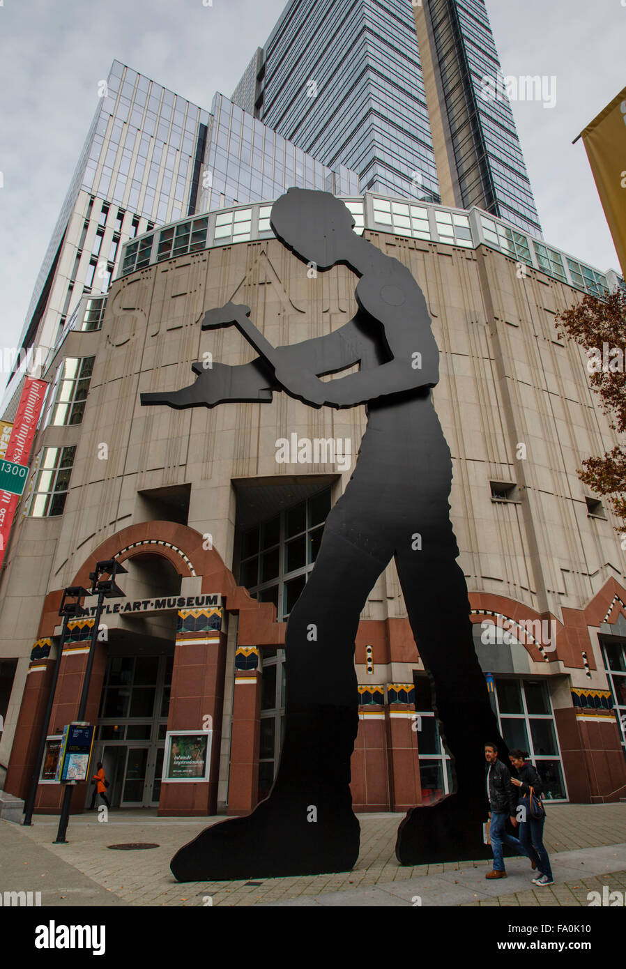 Hämmern Mann außerhalb das Seattle Art Museum, 1st Avenue, Seattle Washington USA Stockfoto