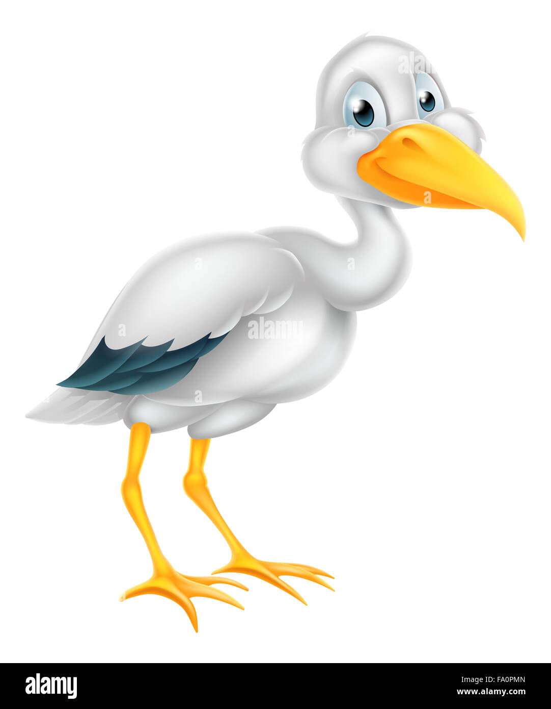 Eine glückliche Storch Vogel Tier Comicfigur Stockfoto