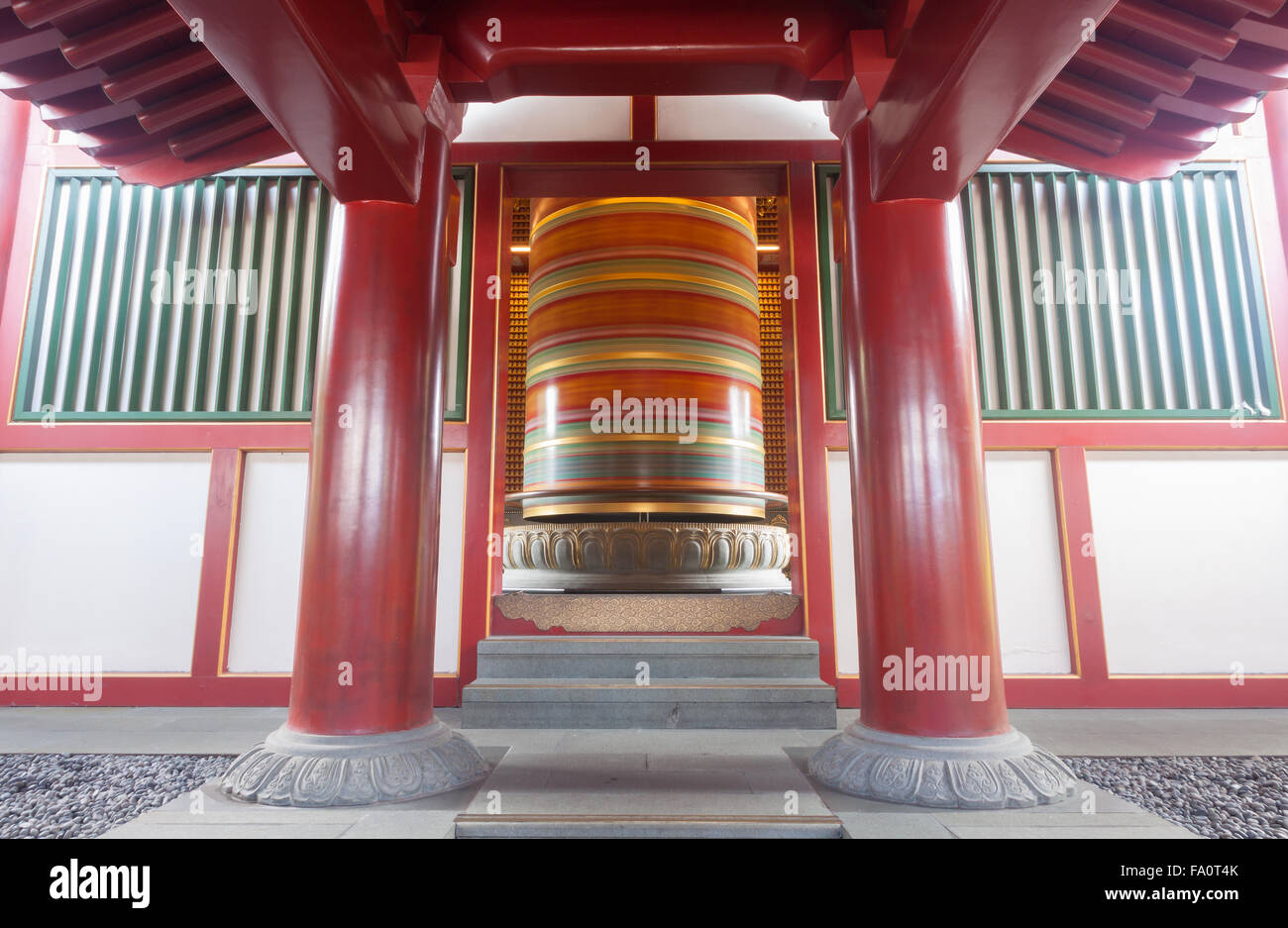 Buddha Tooth Relic Temple Interieur. Die einen wichtigsten buddhistischen Tempel in Chinatown Bezirk von Singapur. Stockfoto