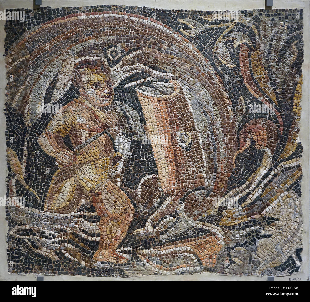 Amor der Gladiator-4.-5. Jahrhundert n. Chr. Libanon Mosaiksteine Mosaik Stockfoto