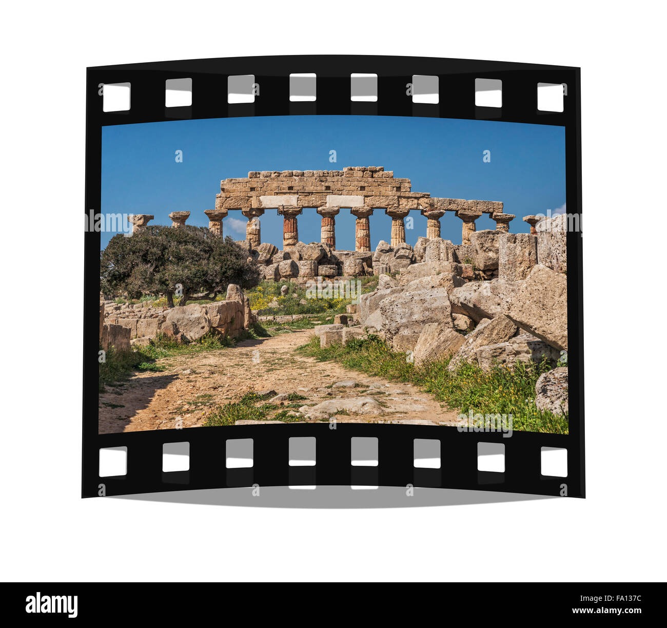 Der Tempel C ist die älteste und größte Tempel der Akropolis von Selinunte, Sizilien, Italien, Europa Stockfoto