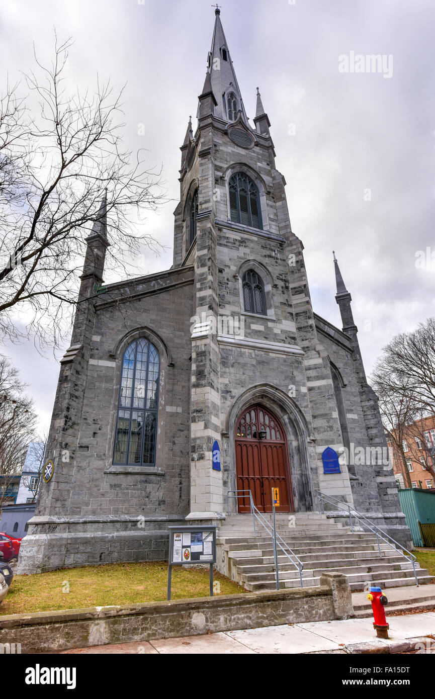 Chalmers Wesley United Church ist eine neugotische Kirche innerhalb der Mauern der alten Quebec City, Kanada. Stockfoto