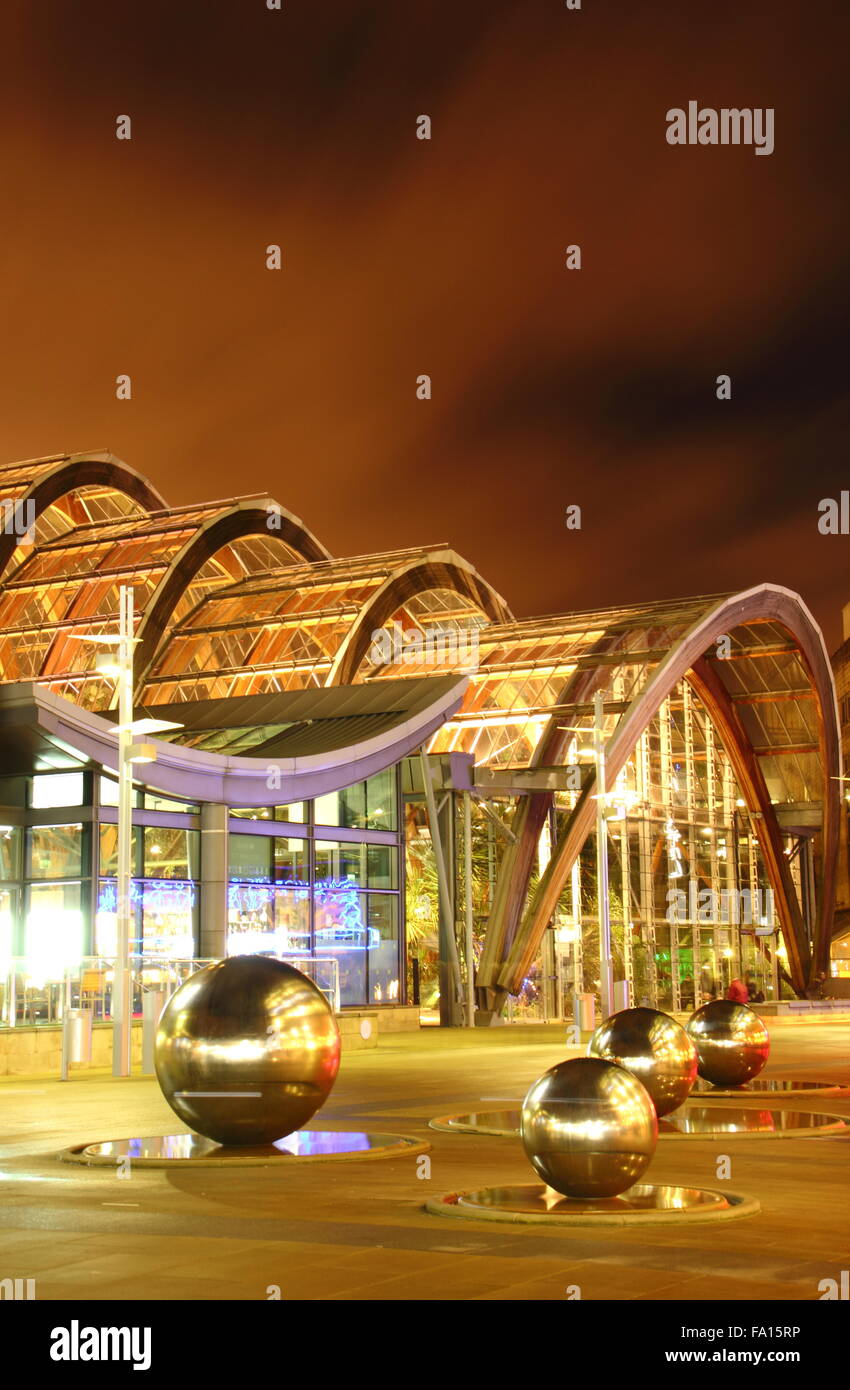 Der Wintergarten auf Millennium Square im Stadtzentrum von Sheffield, South Yorkshire, England UK - 2015 mit Textfreiraum Stockfoto