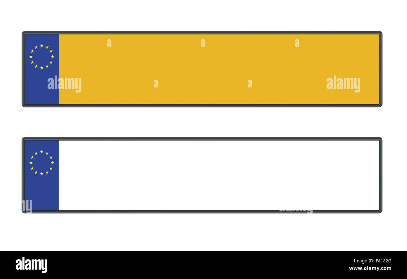 Leeres Auto Nummernschilder isoliert auf weißem Hintergrund Stockfoto