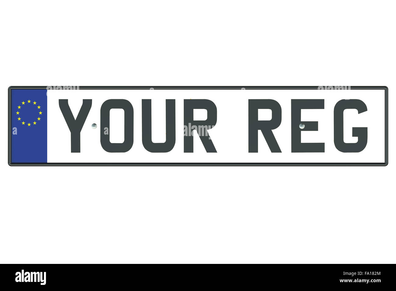 Kfz-Kennzeichen isoliert auf weißem Hintergrund Stockfoto