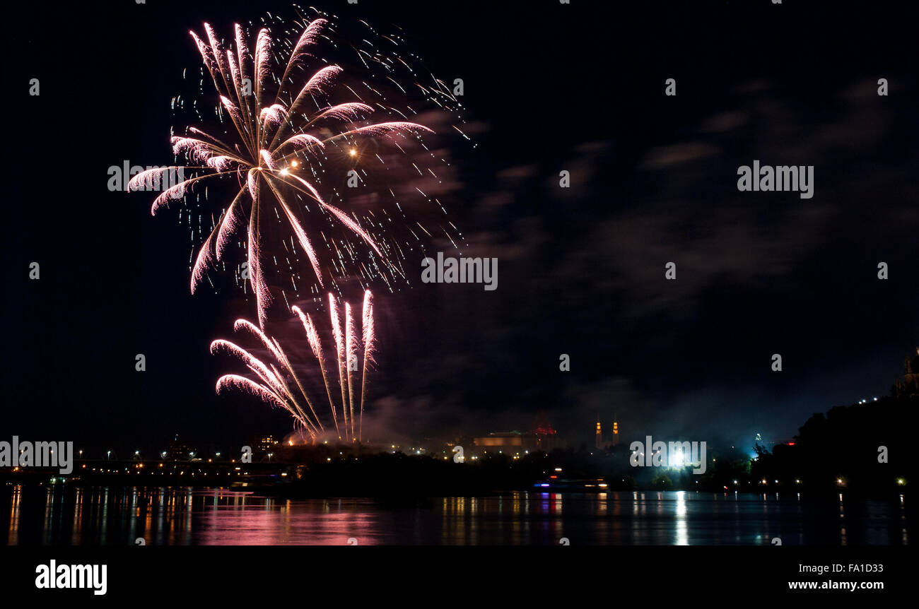 Ottawa Kanada, Feuerwerk in der Stadt. Stockfoto