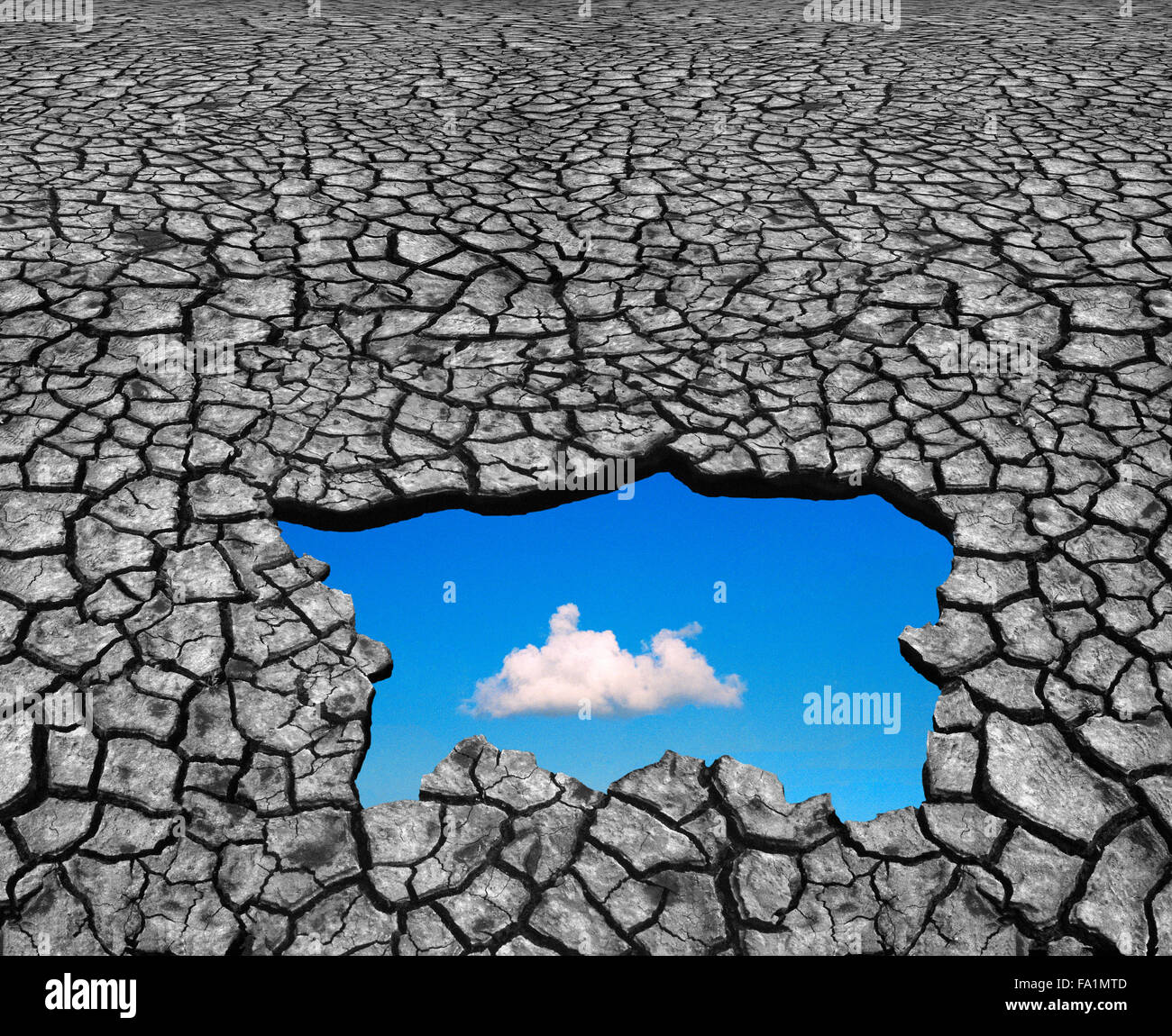 Klimawandel mit Hoffnung und Optimismus zeigen sich durch die Trockenheit Stockfoto