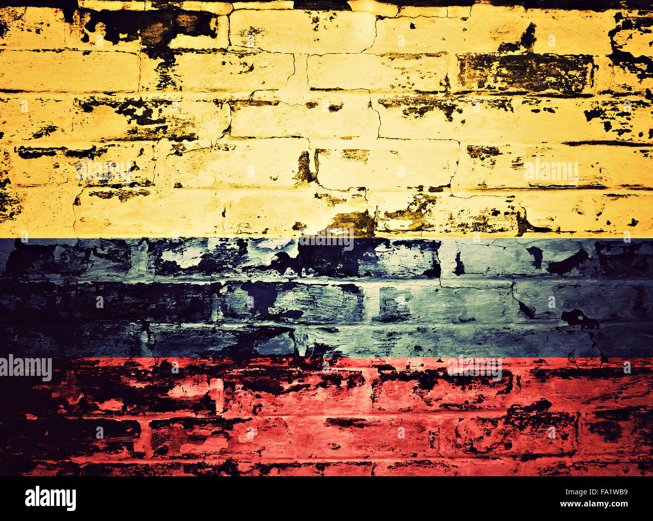 Flagge von Kolumbien auf Mauer gemalt Stockfoto