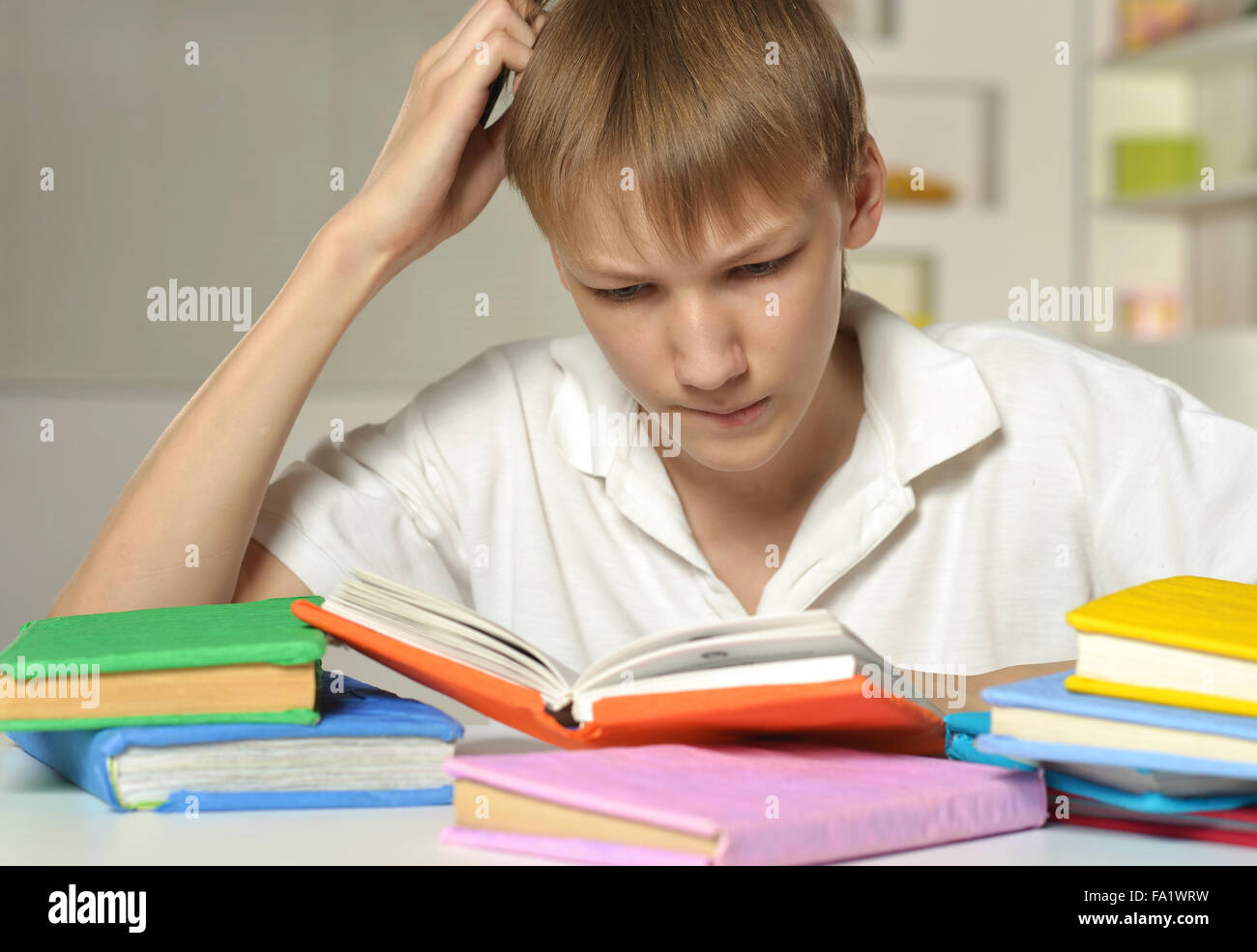 Schüler Hausaufgaben Stockfoto