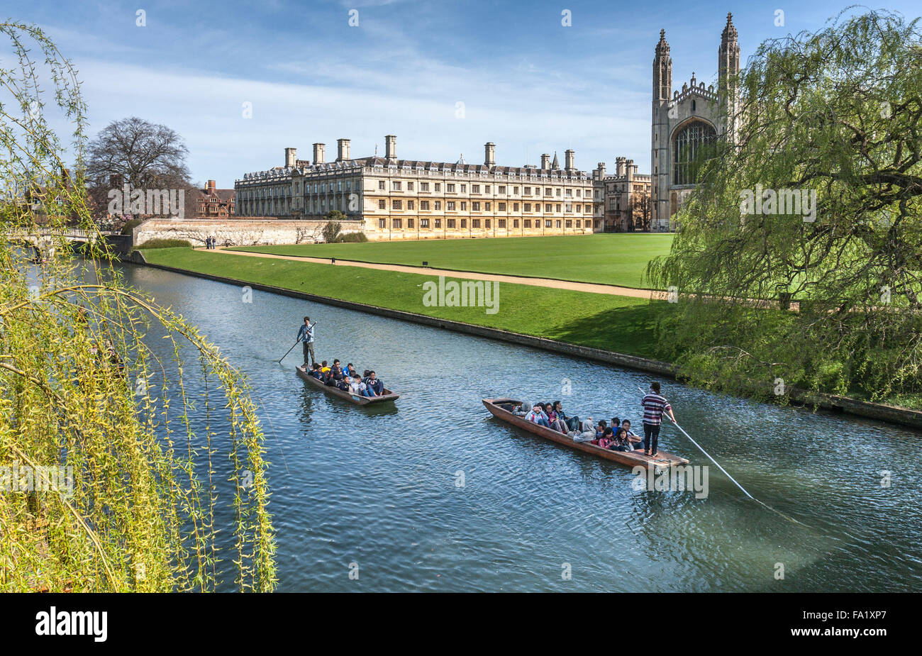 Bootfahren auf dem Fluss in Cambridge Stockfoto