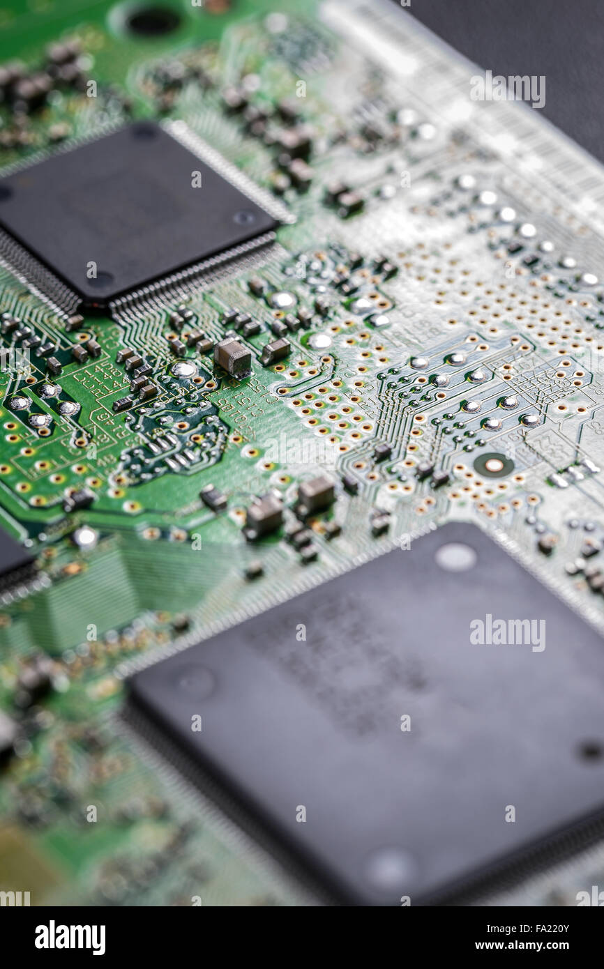 Nahaufnahme der Elektronikplatine Stockfoto