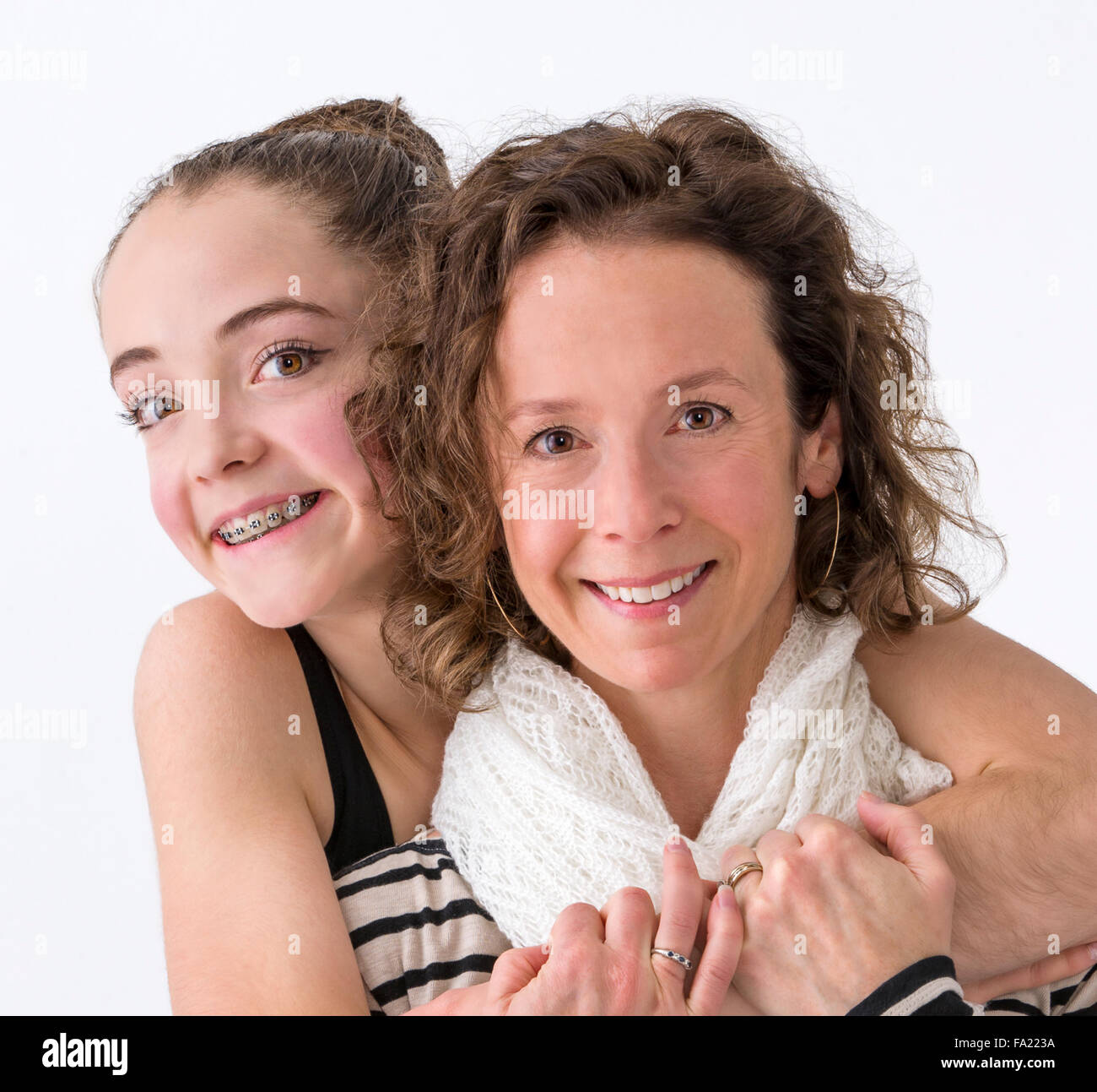 Studio-Porträt der weiblichen Teenager Ballerina Tänzerin mit ihrer Mutter Stockfoto