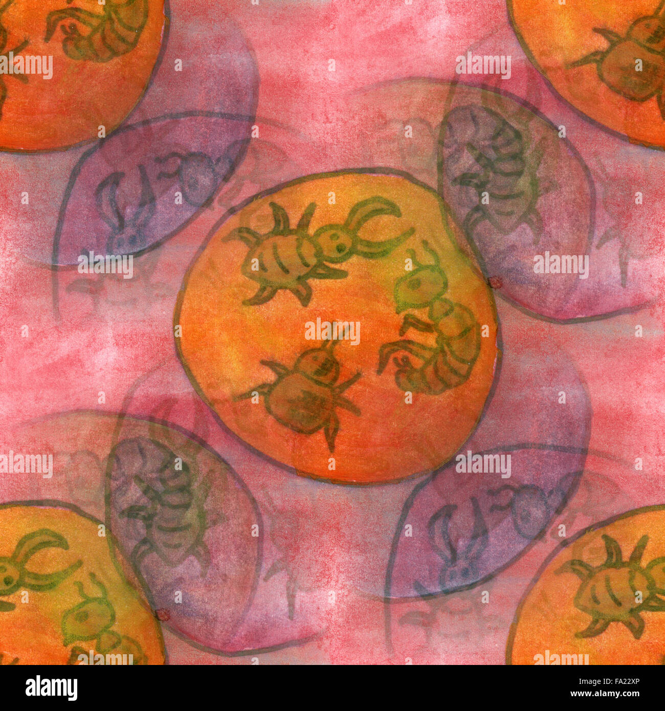 Nahtlose floh Parasiten abstrakte Kunst Aquarell handgefertigte Tapeten Textur Stockfoto