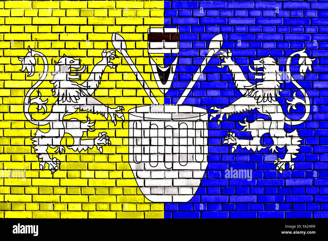 Flagge des Königreichs von Toro auf Mauer gemalt Stockfoto