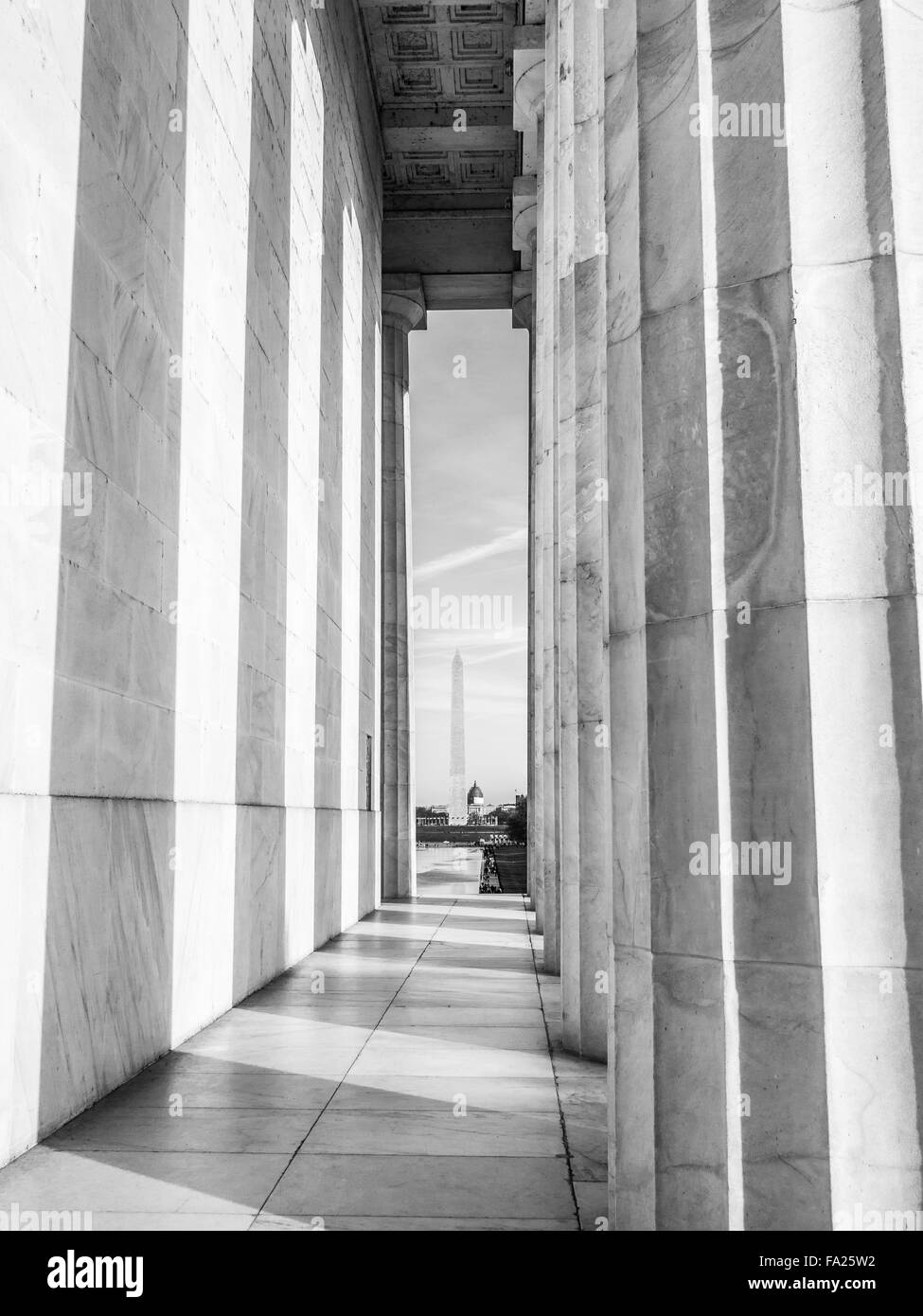 Washington Monument, das Lincoln Memorial Stockfoto