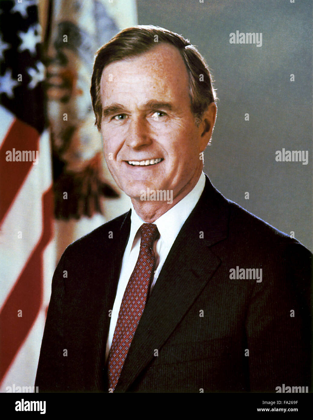George H. W. Bush, US-amerikanischer Politiker, der als der 41. Präsident der USA von 1989 bis 1993 diente und die 43. Vizepräsident der USA (1981 – 1989). Stockfoto