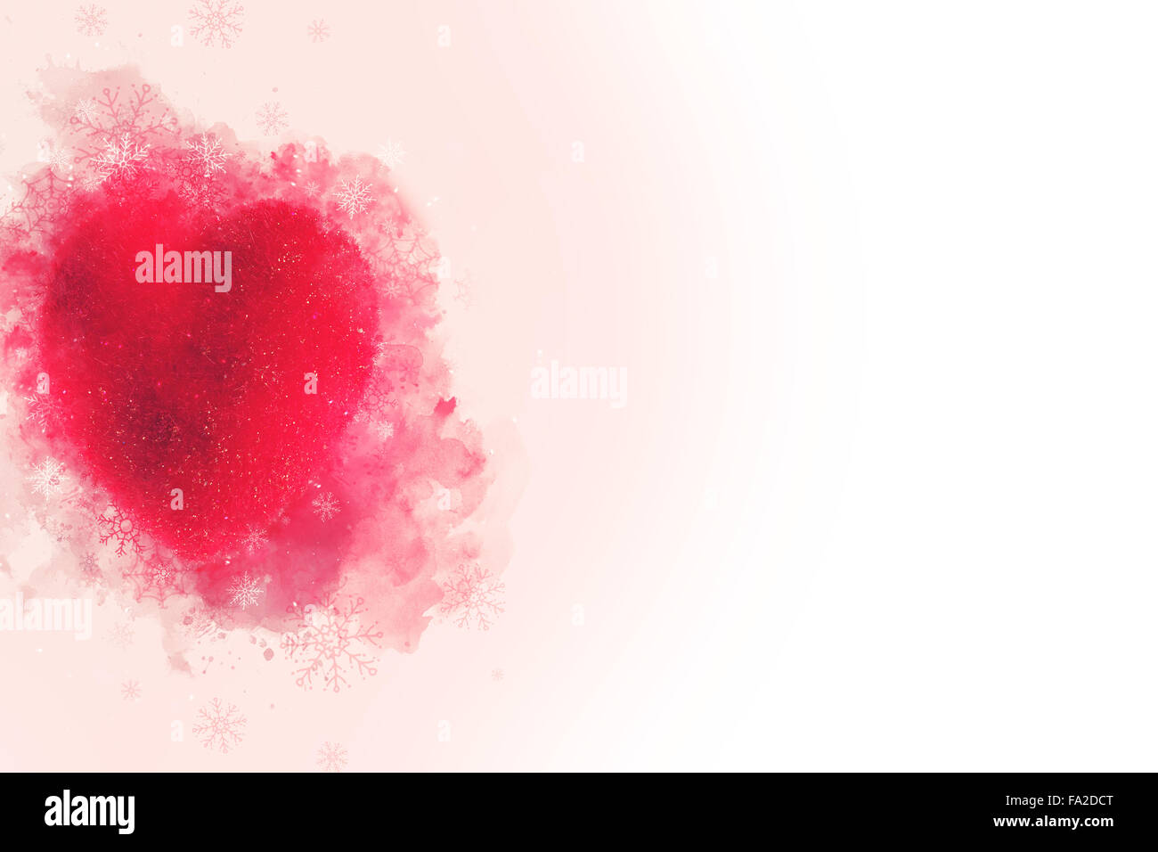 Postkarte für Neujahr und Weihnachten, Familie oder Business-Grußkarte. Dekorative ein rotes Herz Ornament für Weihnachten Stockfoto